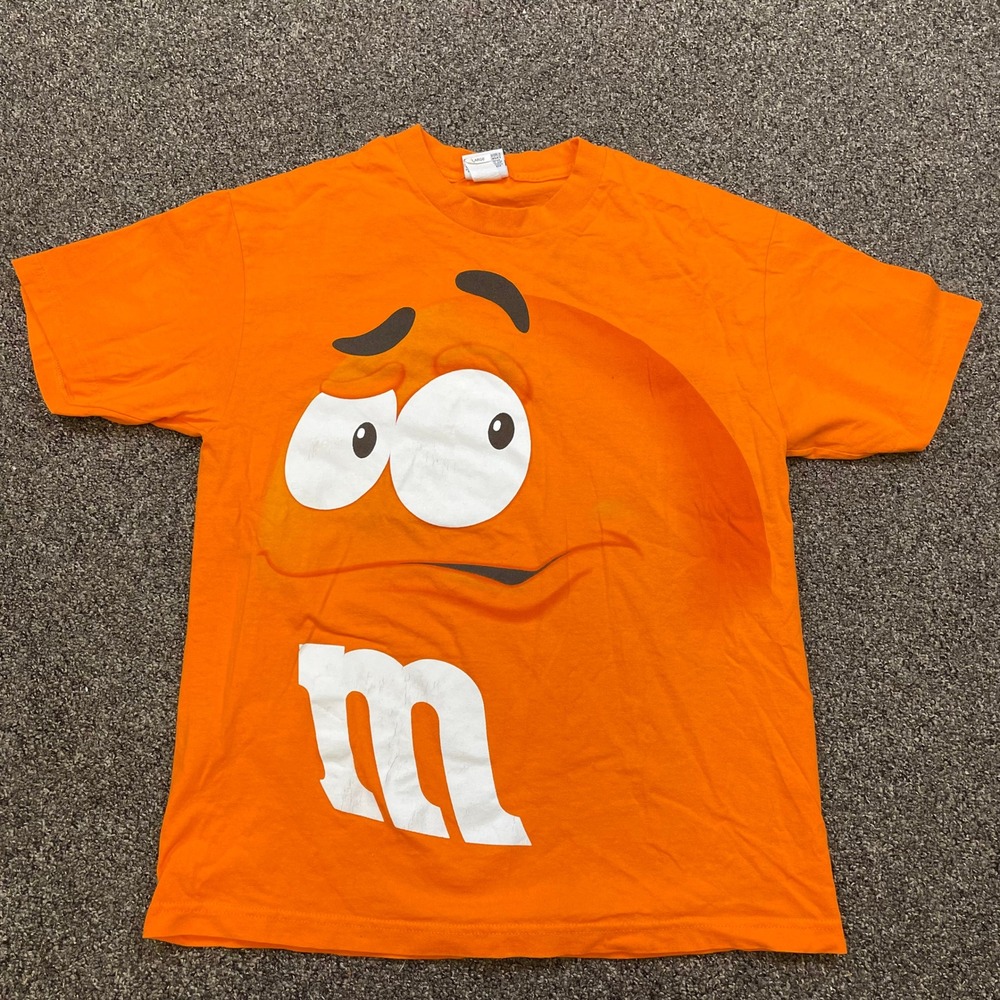 M&M's Orange Character Graphic T-Shirt Mens Large Short Sleeve Candy Novelty Tee